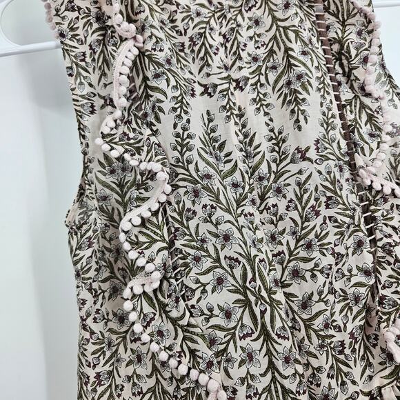 Zimmermann Blouse Top Pink Brown Silk Blend Floral Ruffle Sleeveless Tank Size 0 - Picture 6 of 7